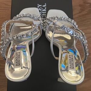 Badgley Mischka Crystal Embellished Silver Heels